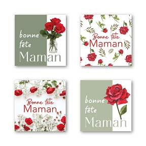 Etiquettes jeso quatro carré "bonne fête maman"