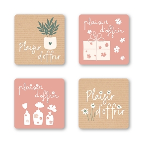 Etiquettes jeso quatro carré "plaisir d'offrir"