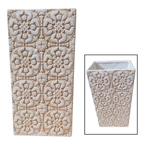 Vase céramique blanc / crème 14 x 10 x ht 27.5 cm