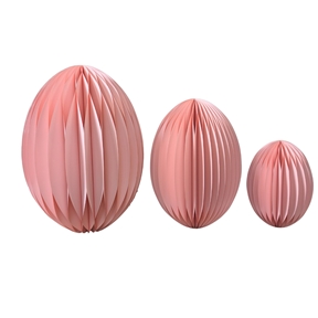 Set 3 oeufs papier rose pâle ht 40 -60 -75 cm