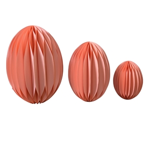 Set 3 oeufs papier rose ht 40 -60 -75 cm