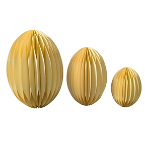 Set 3 oeufs papier jaune ht 40 -60 -75 cm