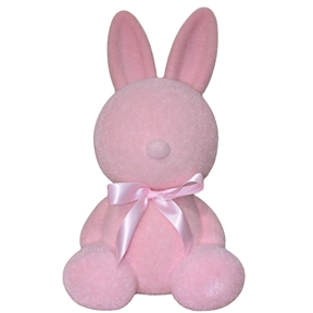 Lapin à poser rose ht 18 cm