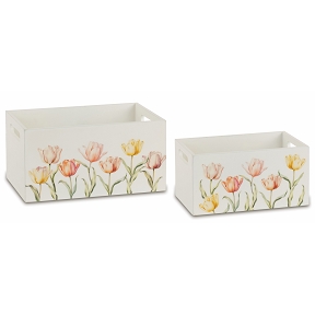Set 2 contenants bois tulipes
