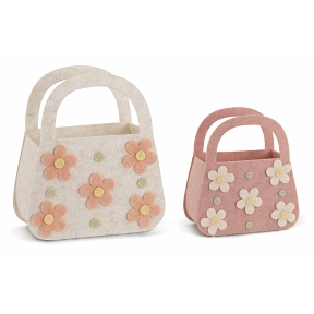 Set 2 sacs feutrine rose et blanc