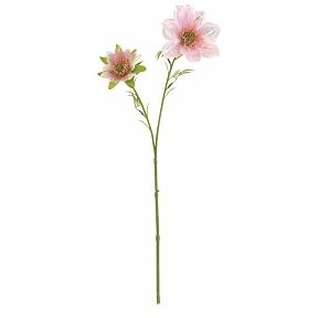 Branche 2 fleurs cosmos rose irisé 45 cm