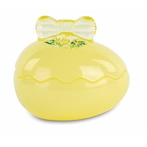 Bonbonniere oeuf verre jaune 11.5 x ht 10 cm
