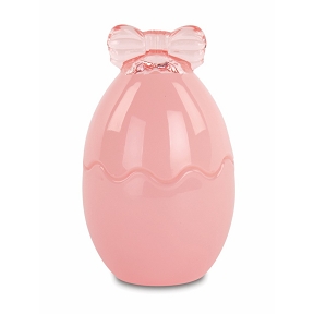 Bonbonnière oeuf verre rose ø6.5 x ht 11 cm