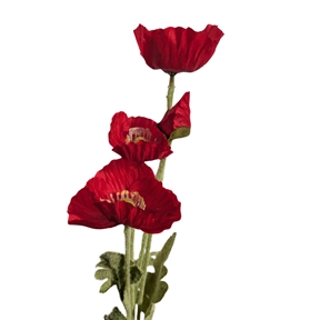 Pavot rouge 3 fleurs 58 cm