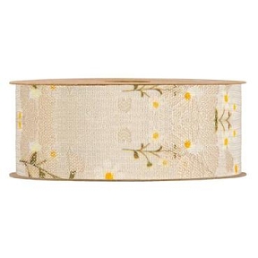 Ruban satin little daisies 40mm x 10m crème