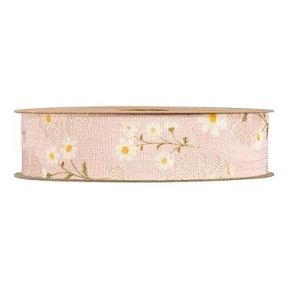 Ruban satin little daisies 25mm x 10m rose