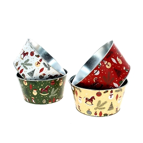 1 x Coupe métal couleur motif Noël ø19.5 ht 10cm