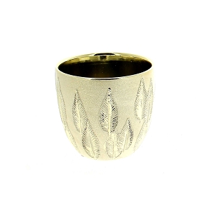 Cache-pot céramique champagne motif feuille ø12 ht 11cm