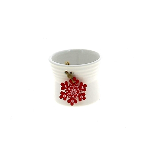 Cache-pot céramique blanc + flocon ø8.5 ht 6.5cm