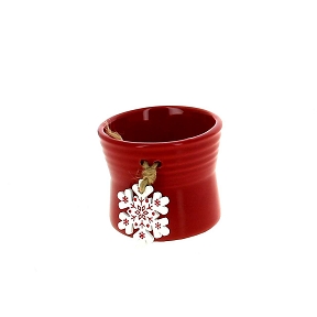 Cache-pot céramique rouge + flocon ø8.5 ht 6.5cm