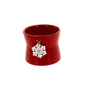Cache-pot céramique rouge + flocon ø10.5 ht 8.5cm