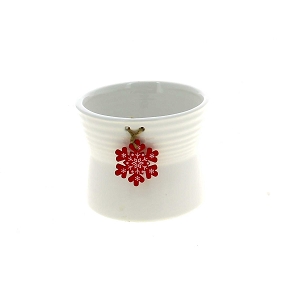 Cache-pot céramique blanc + flocon ø12 ht 9.5cm