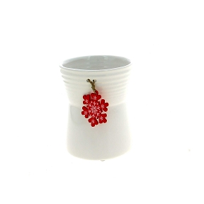Vase céramique blanc + flocon ø10.5 ht 13 cm