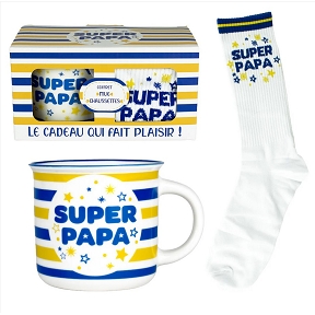 Coffret mug + chausette "super papa"