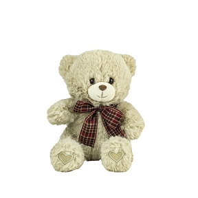 Ours beige noeud écossais 25cm