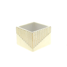 Cache-pot céramique striée blanc 8.5 x 8.5 ht 6.5cm