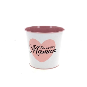 CACHE-POT METAL "BONNE FETE MAMAN" Ø13.5 HT 12CM