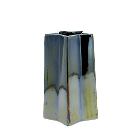 Vase verre forme étoile vert irisé ø11.5 ht 18cm