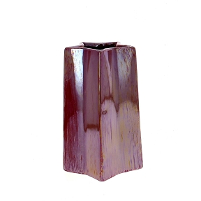 Vase verre forme étoile rouge irisé ø11.5 ht 18cm