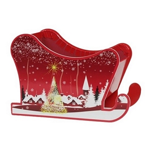 Traineau carton motif noel 12.5 x 8 ht 7.5cm