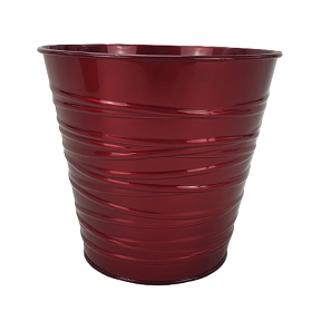 Cache-pot métal rouge ø13.5 ht 12.5cm