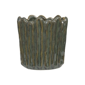 Cache-pot céramique vert ø13 ht 13.5cm