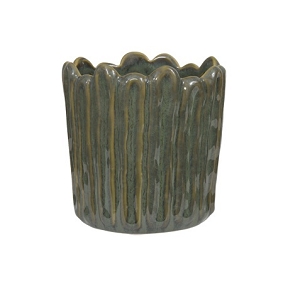Cache-pot céramique vert ø11.5 ht 12cm