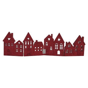 Décor maison feutrine rouge 43.5 x 12.5cm
