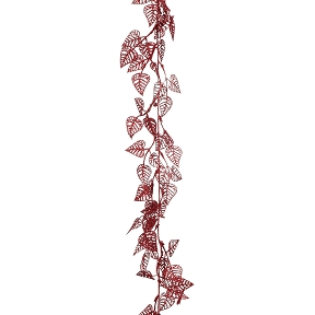 Guirlande feuille rouge pailletée 180cm