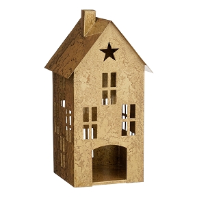 Maison métal or 18 x 18 ht 38cm