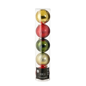 Boule noel or, rouge et vert ø 150mm x5 ass