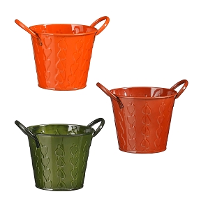 1 x Cache-pot métal "meya" orange, marron ou vert