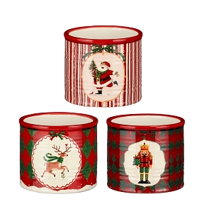 1 x Cache-pot céramique motif Noël ø7.5 ht 6.5cm