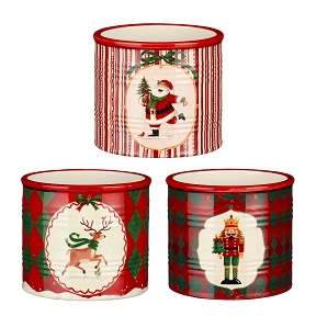 1 x Cache-pot céramique motif noel ø10 ht 9.5cm