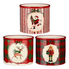 1 x Cache-pot céramique motif Noël ø13.5 ht 12cm