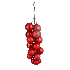 Grappe boule Noël rouge ht 46cm