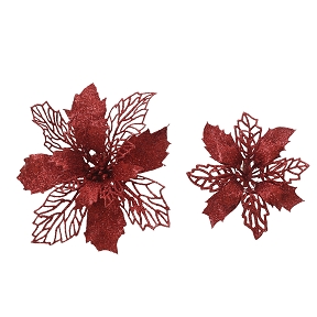 Poinsettia sur clip rouge
