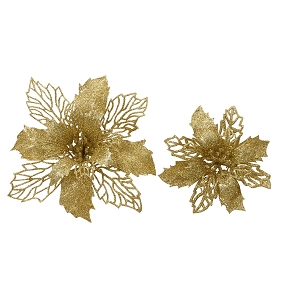 Poinsettia sur clip or