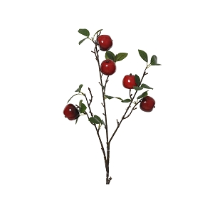 Branche pomme rouge + feuille ht 60cm