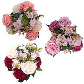 1 x Piquet rose pompon couleur 4 tiges 48cm