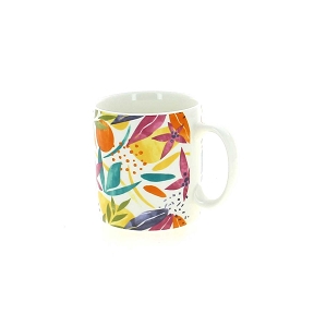Mug céramique tropical blanc ø8.5 ht 9.5cm