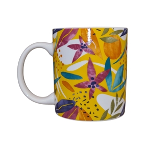 Mug céramique tropical jaune ø8.5 ht 9.5cm