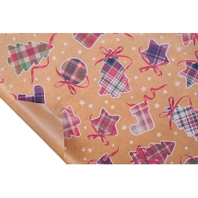 Bobine kraft imprimé Noël 0.80 x 40 m