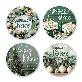 Etiquettes jeso quatro rondo "joyeuses fêtes"