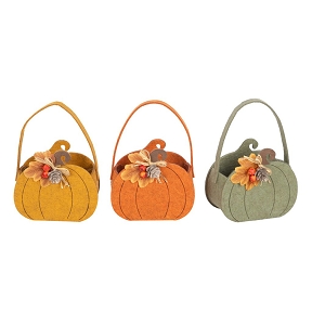1 x Sac feutrine forme citrouille 15 x 8 ht 14cm